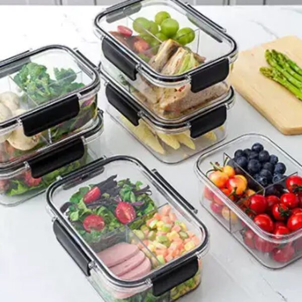 Whiz Wonders Plaid Kitchen Food Container Set – 3‑Piece Plastic Lunch & Crisper Boxes