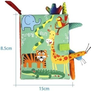 Alternative view of Jungle Animals Soft Baby Book, Interactive Cloth Book with Elephant Tiger Giraffe, 18.5 x 15 cm