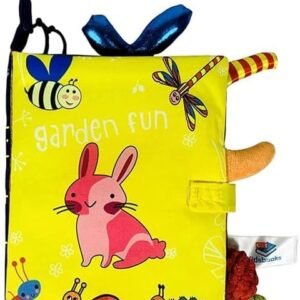 Garden Fun Interactive Baby Soft Book, Educational Cloth Book with Garden Animals, 18.5 x 15 cm